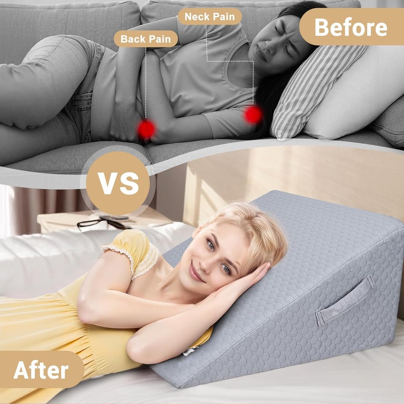 BEYOUDO Bed Wedge Pillow for Sleeping, Adjustable Wedge Pillow Set for After Surgery, Elevated Triangle Pillow for Acid Reflux and Back Pain Relief, Post Surgery, Snoring, Back Suppor (Gray-02) - Image 5
